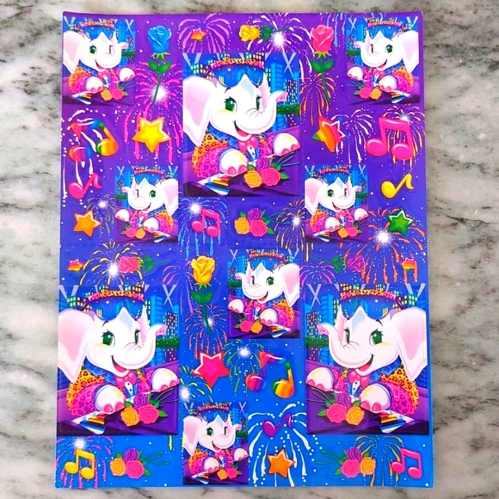 Vintage Lisa Frank Sticker Sheet Elephant John S369